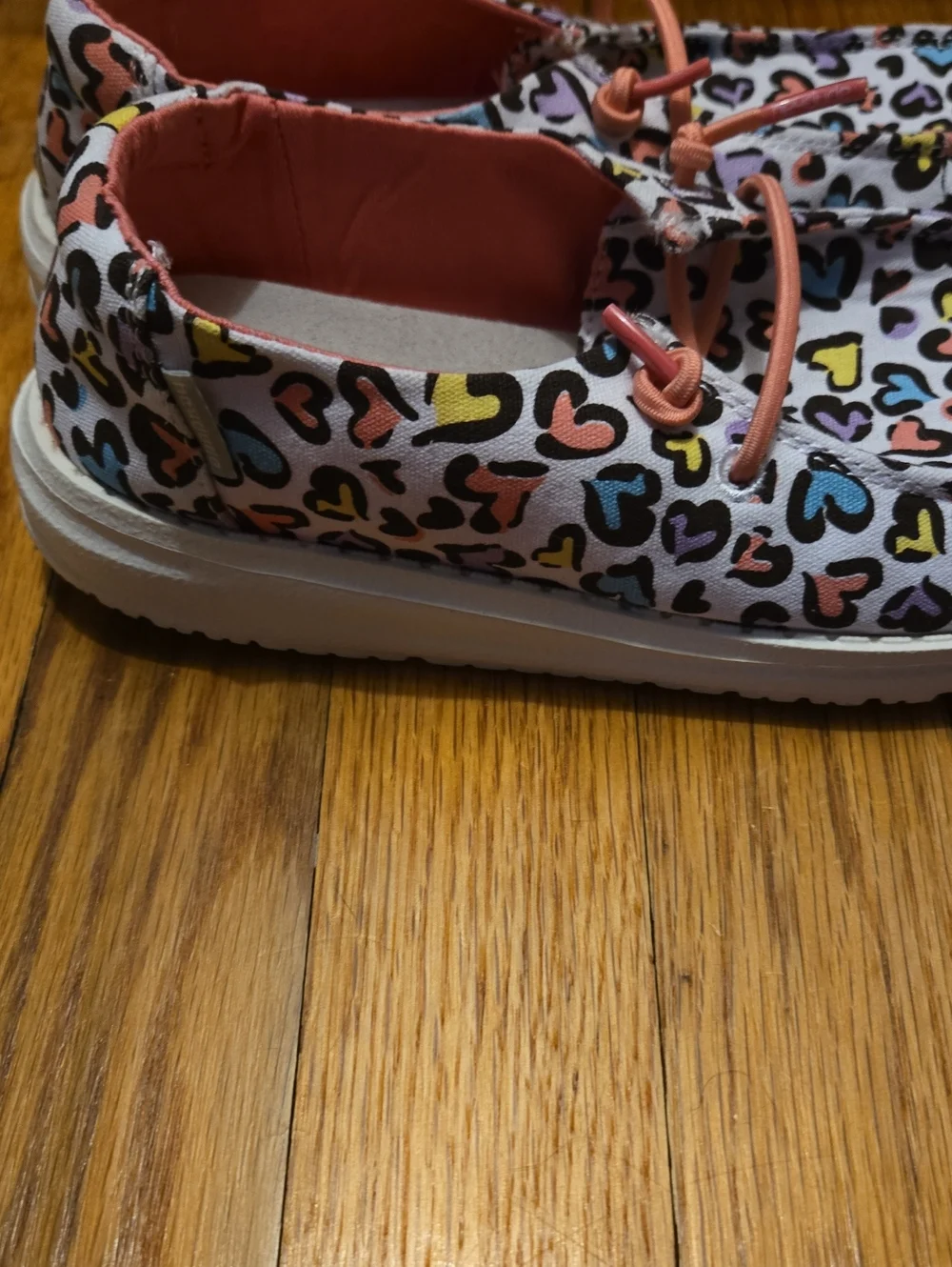 New Without Tags Hey Dude Kids' Heart-Print Canvas Shoes  Multicolor